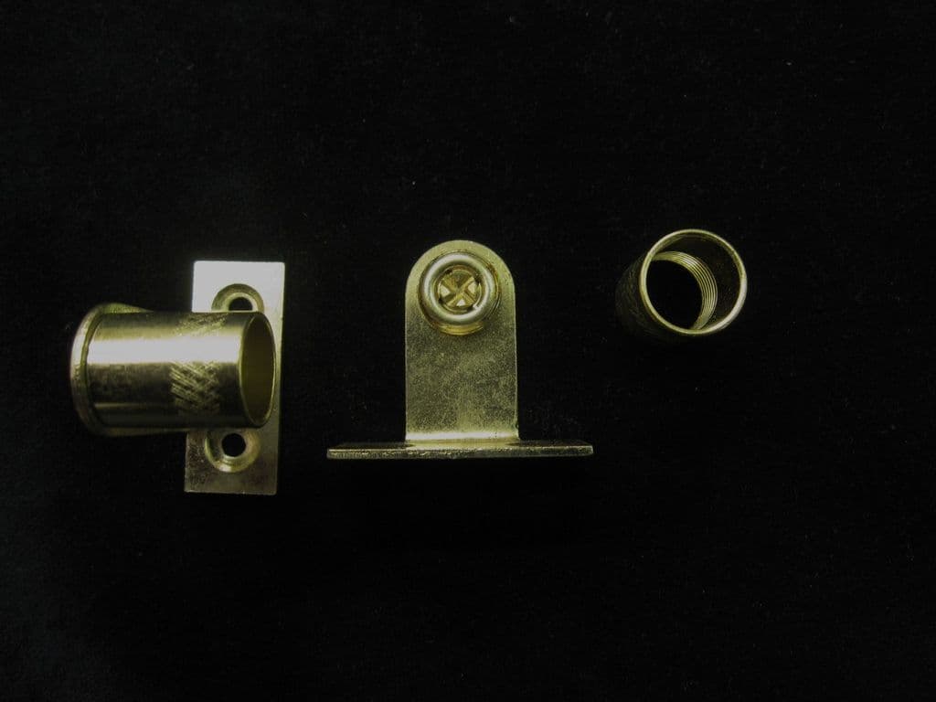 Curtain rod sockets Brackets for 16mm diameter net rods tube in Chrome and brass